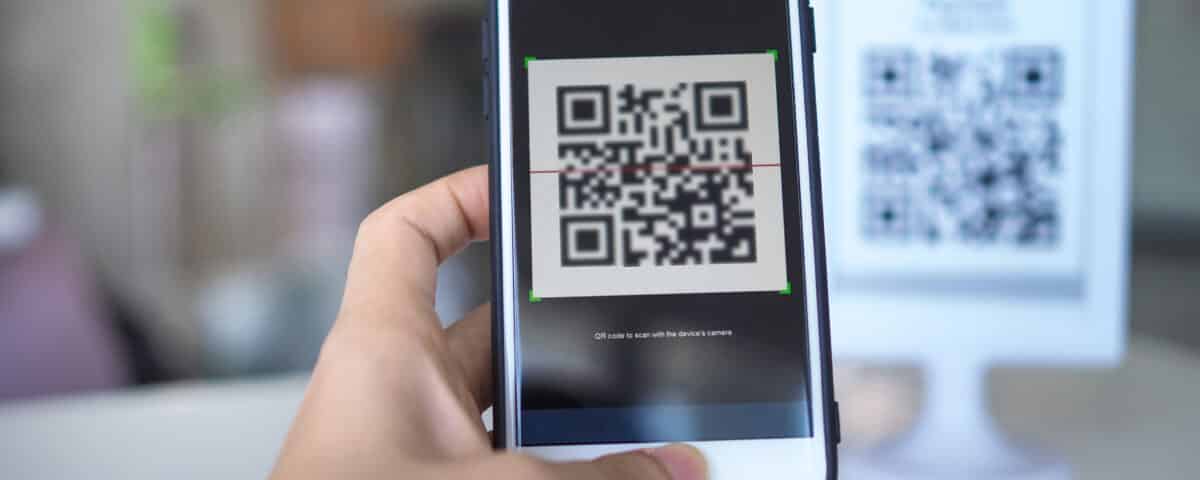 scanning QR code for entrance