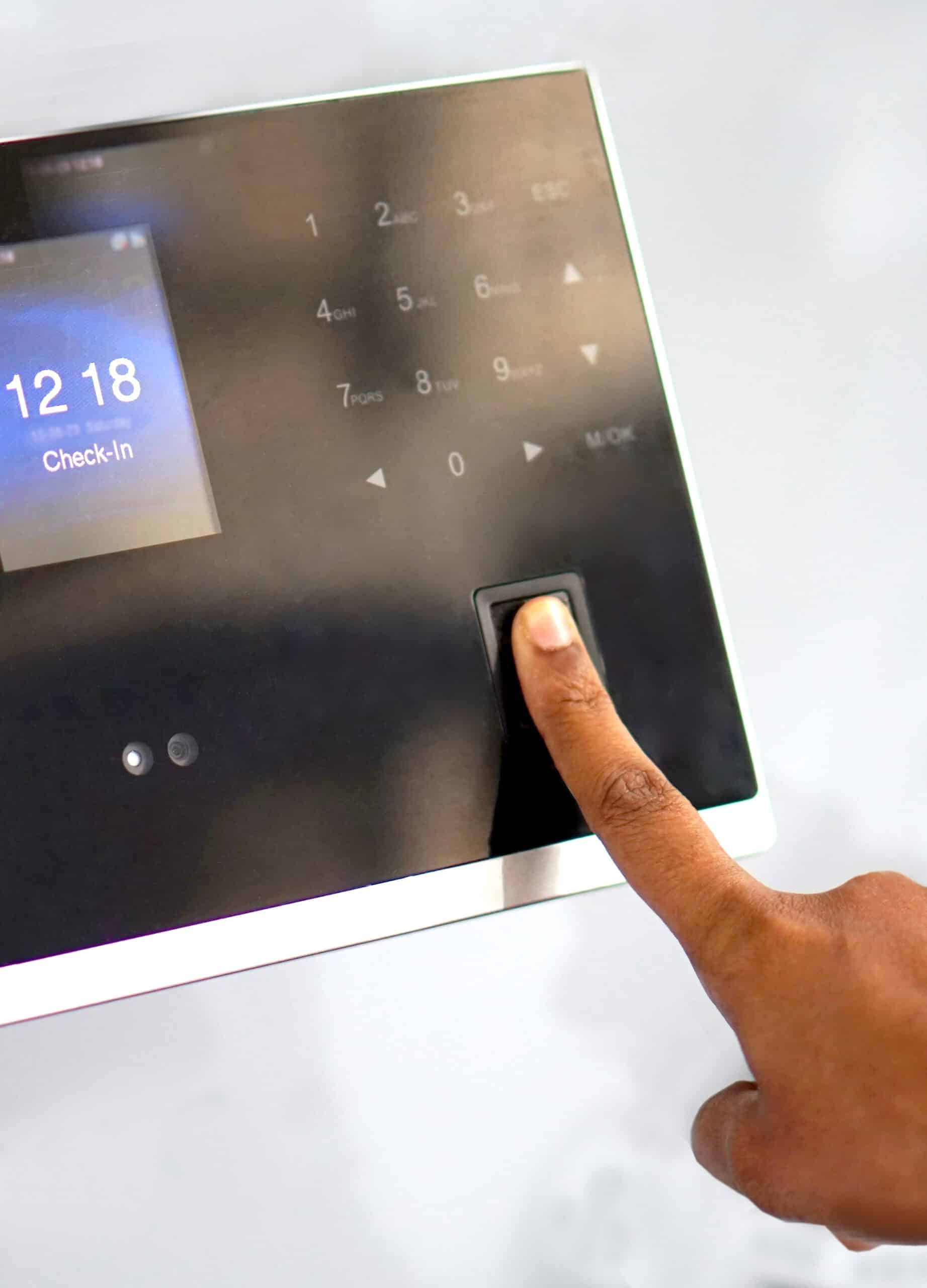 Person checking in with fingerprint